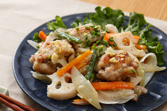 「鶏肉とゴロゴロ野菜のネギ塩だれ炒め」_画像